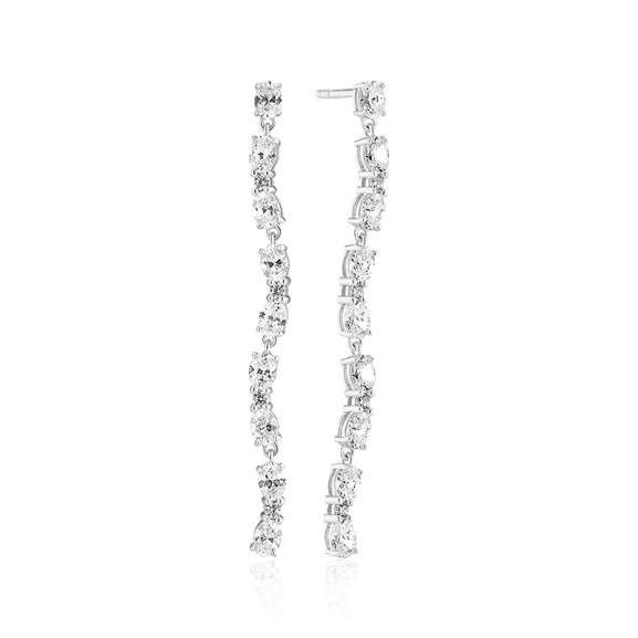 Ellera Ovale Tredici Örhängen i silver med gnistrande Cubic Zirconia-stenar från Sif Jakobs