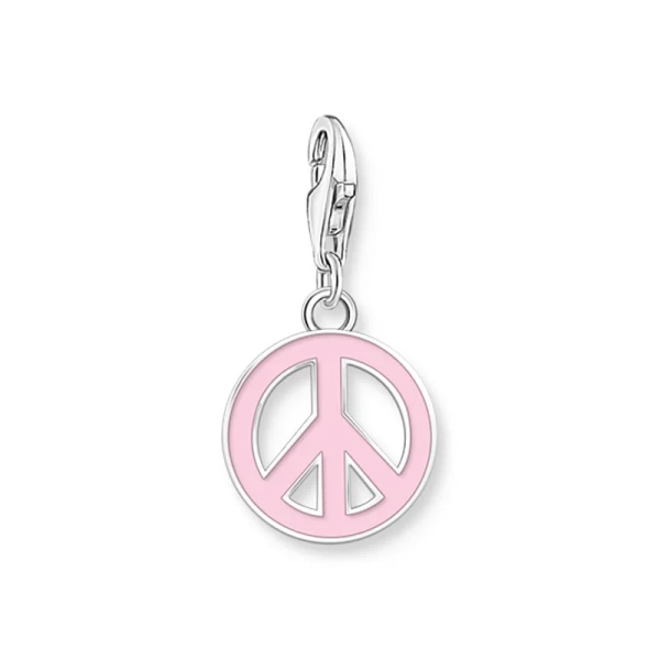 Rosa Peace Berlock i återvunnet silver med handmålad rosa emalj