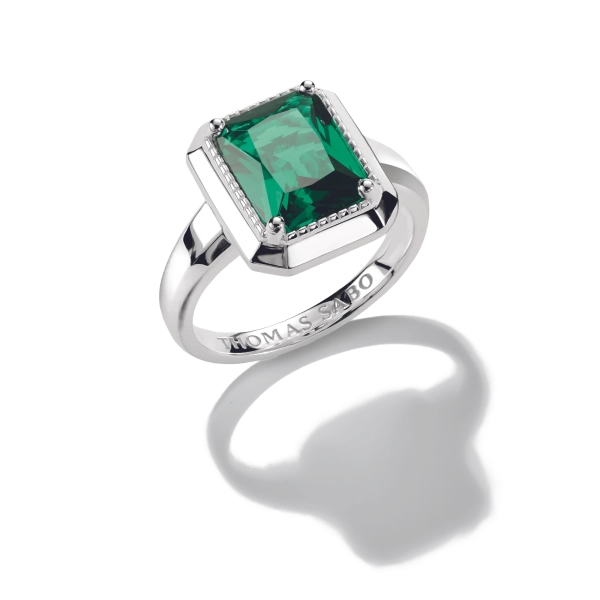 Elyndra oktagonring från Thomas Sabo med smaragdgrön