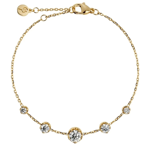 Armband i 14K guldpläterat stål med gnistrande cubic zirconia-stenar i tre storlekar