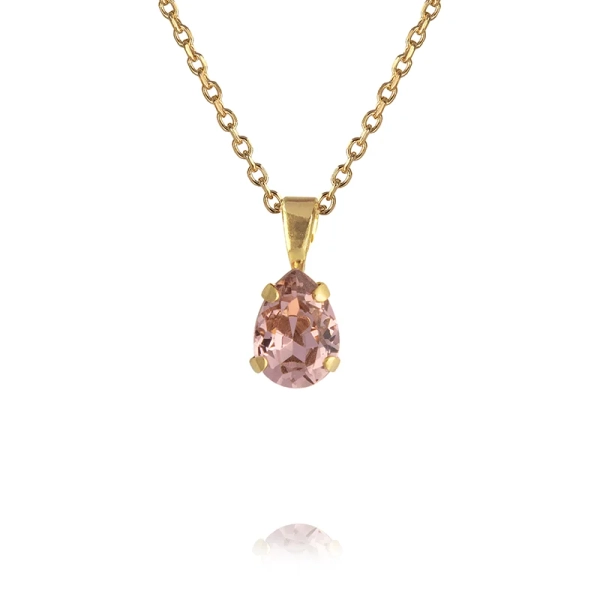 Guldpläterat halsband med vintage-rosa kristall