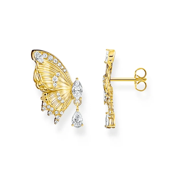 Glittrande Fjäril Örhängen Guld från Thomas Sabo i 18K guldpläterat silver med cubic zirconia