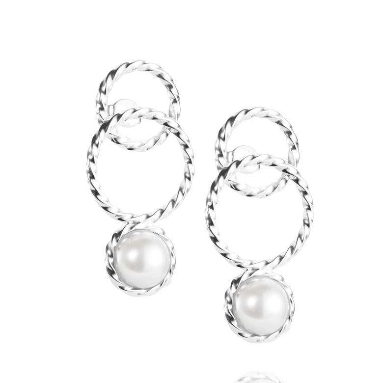 Efva Attling - Twisted Orbit Earrings - Pearl