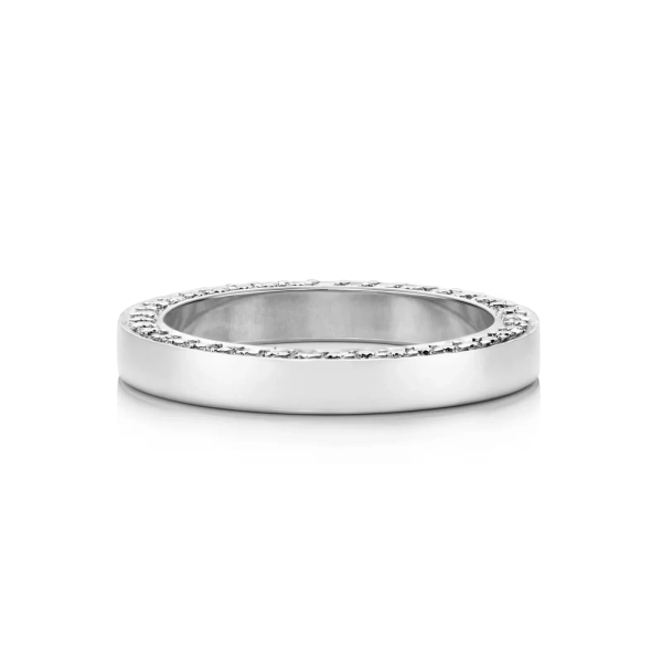 Half Round & Stars On Side Ring Platinum