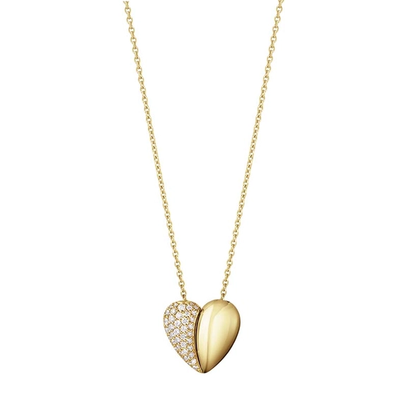 Curve Heart Pendant Guld med 0.17 ct Diamanter - Georg Jensen halsband - Snabb frakt & paketinslagning - Nordicspectra.se