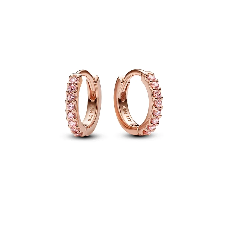PANDORA - Glittrande Rosa Hoops Rosé