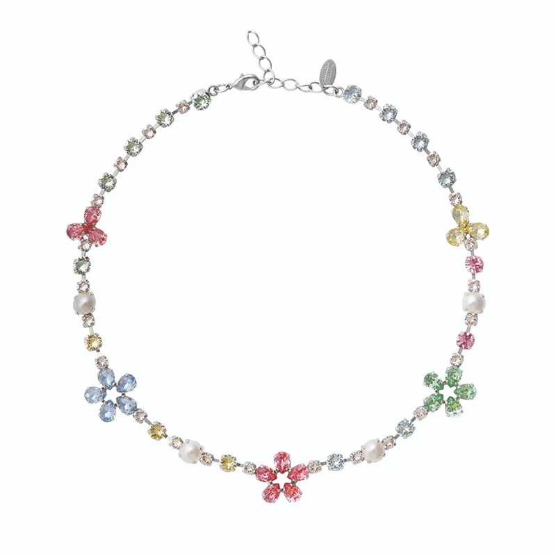 Caroline Svedbom - May Statement Necklace Rhodium Pastel Combo