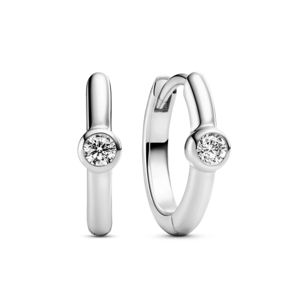 Sarzana Uno Creolo örhängen i guldpläterat silver med rund cubic zirconia