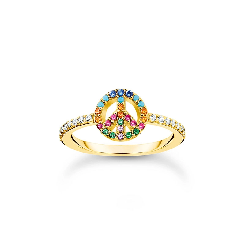 Thomas Sabo – Ring Peace med Färgarde Stenar Guld