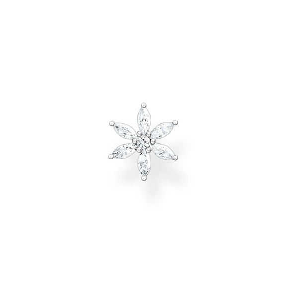 Einzel Ohrstecker Blume Weiße Steine Silber von Thomas Sabo, Schneller Versand - Nordicspectra.de