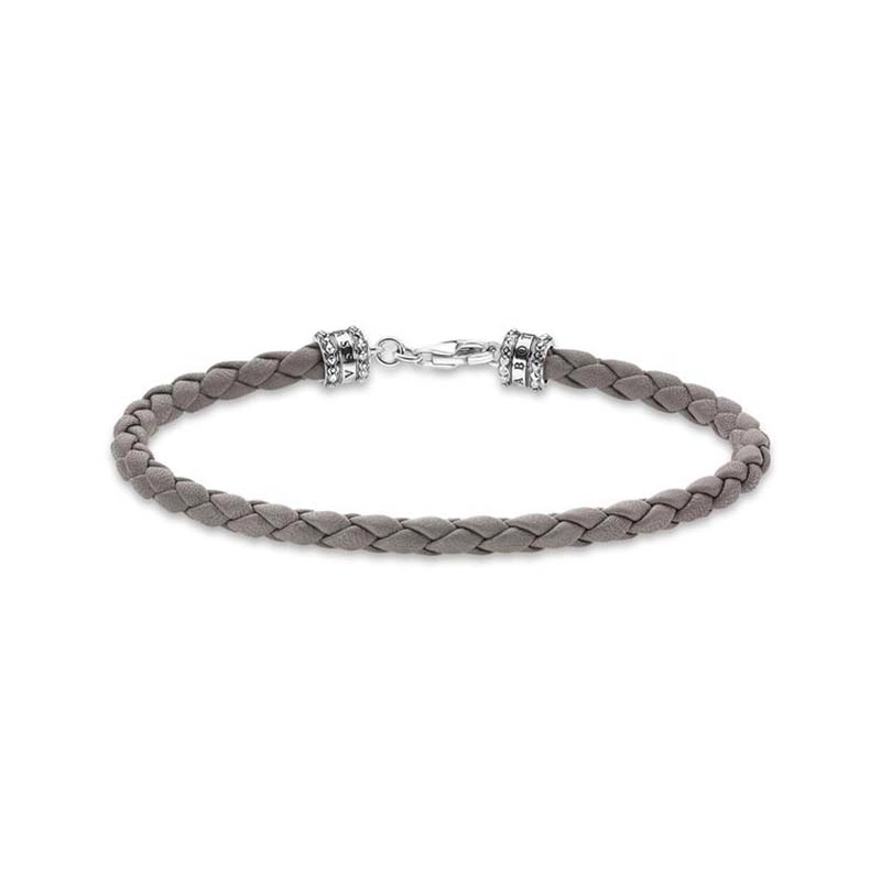 Thomas Sabo – Armband Grått Flätat med Svarta Detaljer