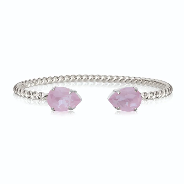 Mini Drop Bracelet i rhodium med mjukt rosa kristaller