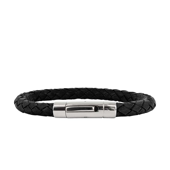 IZAR Läder Armband Svart/Stål - AROCK - Snabb frakt & paketinslagning - Nordicspectra.se