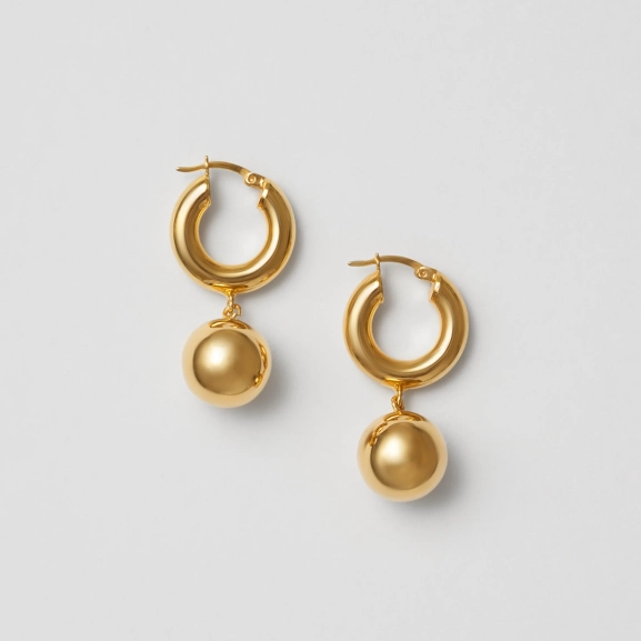 Sphere Hoops Gold örhängen i 14K guldpläterat silver