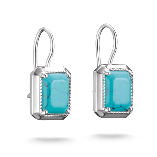 Elyndra-örhängena från Thomas Sabo i silver med åttkantig turkos sten och fiskekrokslåsning