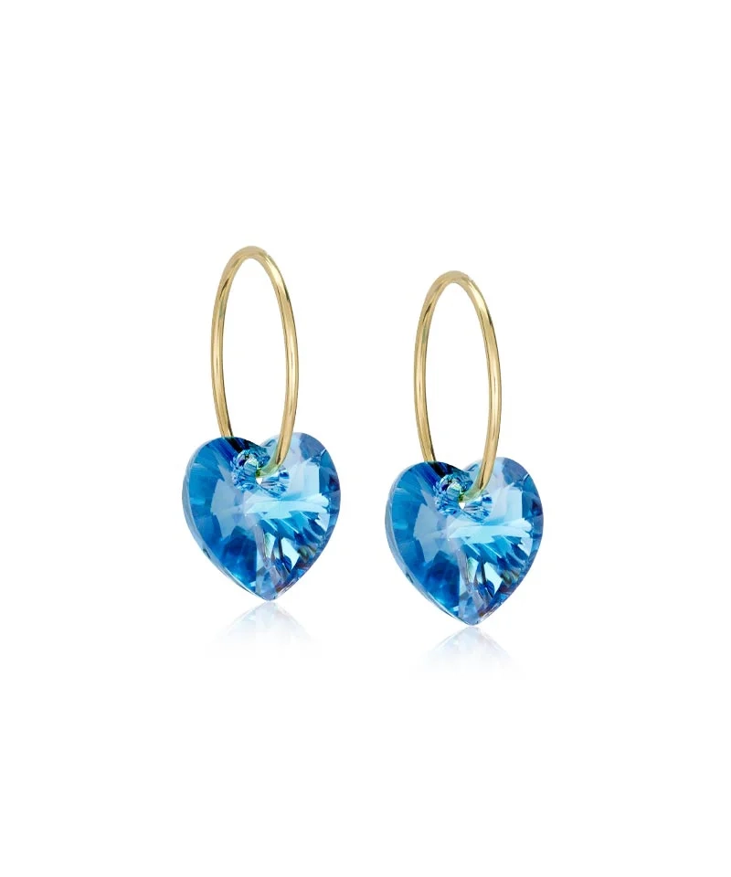 Blomdahl - GT Ear Ring 14 mm Heart 10 mm Aquamarine