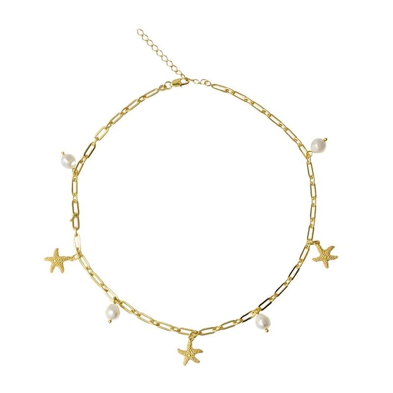 Caroline Svedbom - Sea Star Chain Necklace Gold Pearl