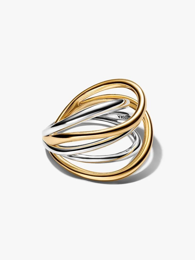 Tvåfärgad Sammanflätad Ring från Pandora Essence i silver och 14K guldplätering med elegant