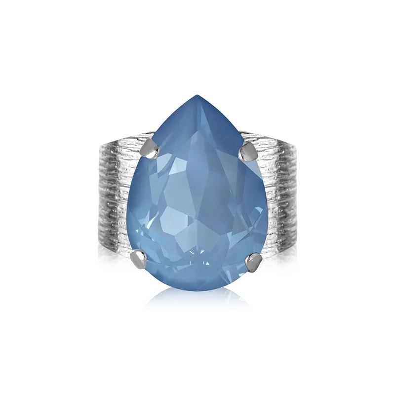 Caroline Svedbom - Classic Drop Ring Rhodium Denim Ignite