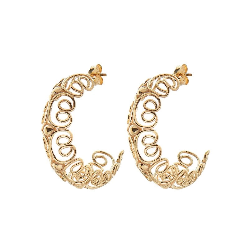 CU Jewellery - Pearl/Vintage Big Hoop Ear Gold