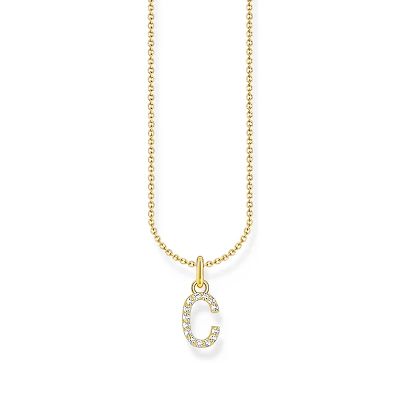 Thomas Sabo - Glittrande Bokstavshalsband C Guld