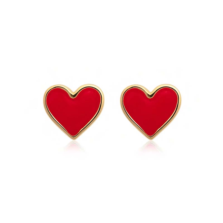 Enamel Heart Studs Gold - Sophie By Sophie - Snabb frakt & paketinslagning - Nordicspectra.se