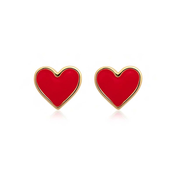 Enamel Heart Studs Gold - Sophie By Sophie - Snabb frakt & paketinslagning - Nordicspectra.se
