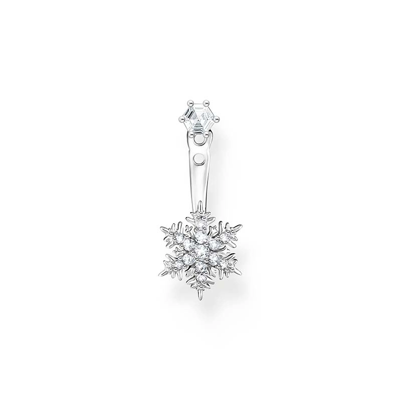Thomas Sabo – Stiftörhänge Individuellt Snöflinga Vita Stenar Silver