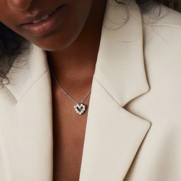 Affinity Pearl Heart Necklace Steel - Edblad - Snabb leverans - Gratis paketinslagning