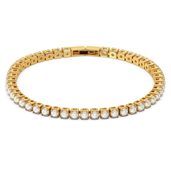 Elegant multiarmband med pärlemorpärlor och 14K guldplätering