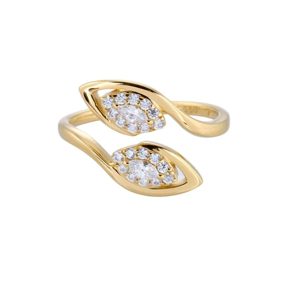 Autumn Leaves Ring Guld i 24K guldpläterat silver med cubic zirconia