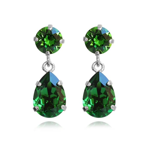 Mini Drop Earrings Rhodium Dark Moss Green - Caroline Svedbom - Snabb frakt & paketinslagning - Nordicspectra.se