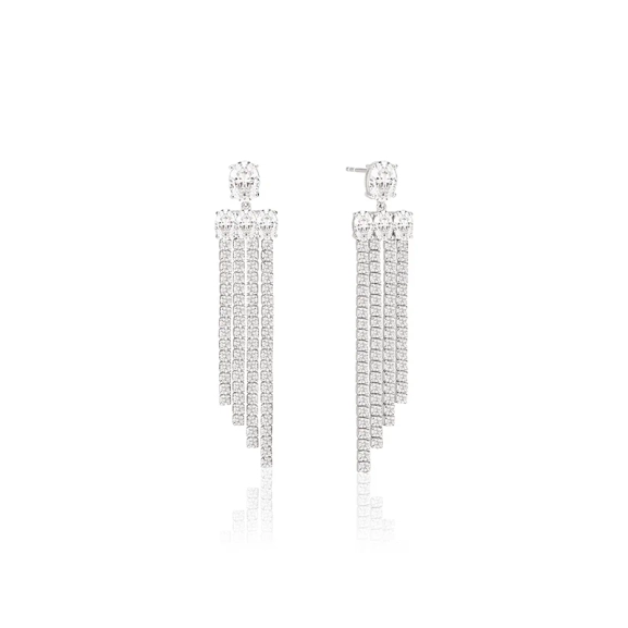 Ellisse Lungo Piccolo Örhängen i silver med gnistrande Cubic Zirconia-stenar från Sif Jakobs