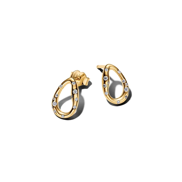 Organisch geformte ovale Ohrringe aus Gold von Pandora