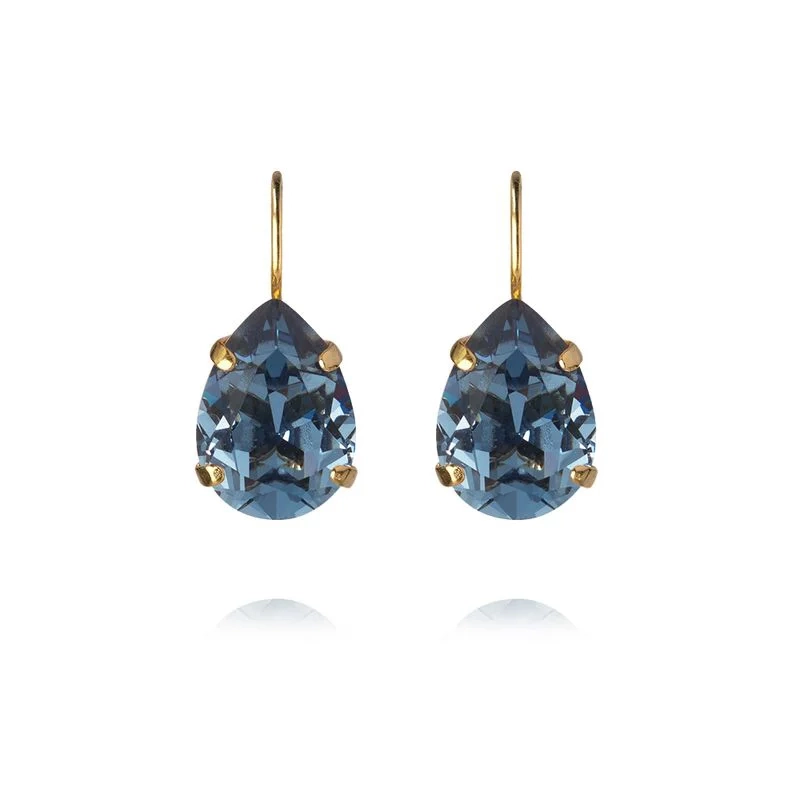 Caroline Svedbom - Mini Drop Clasp Earrings Gold Denim Blue