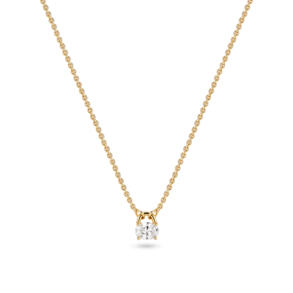Ovale Halsband Guld i 18K guldpläterat silver med rund cubic zirconia-sten