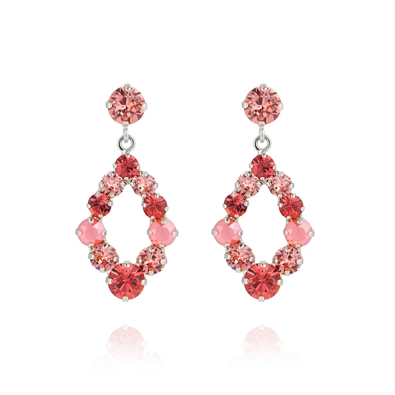 Caroline Svedbom - Mini Delia Earrings Rhodium Light Coral Combo