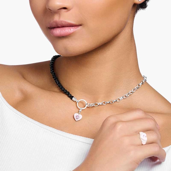 Charm-Kette mit schwarzen Onyx-Beads und Kettengliedern Silber von Thomas Sabo, Schneller Versand - Nordicspectra.de