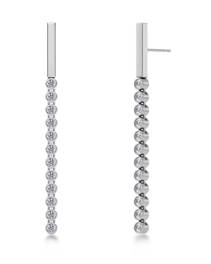 Twiggy Earrings i polerat stål med 11 cubic zirconia-stenar