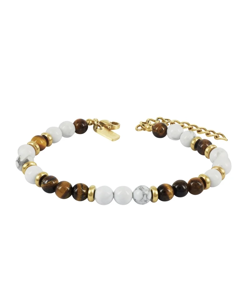 AROCK - LANDON Armband Vitt/Brunt Guld