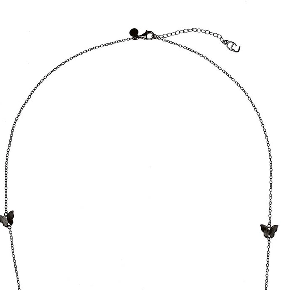 Butterfly Chain Necklace Black -CU Jewellery - Snabb frakt & paketinslagning - Nordicspectra.se