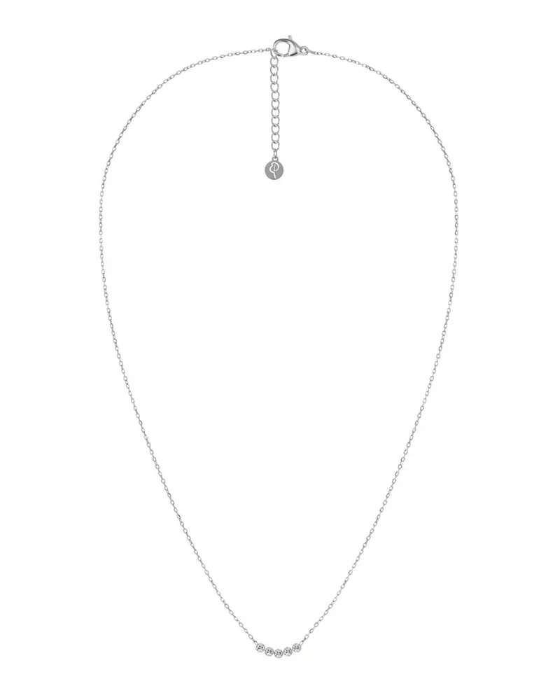 Halsband i rostfritt stål med fem cubic zirconia-stenar på en justerbar ankarkedja