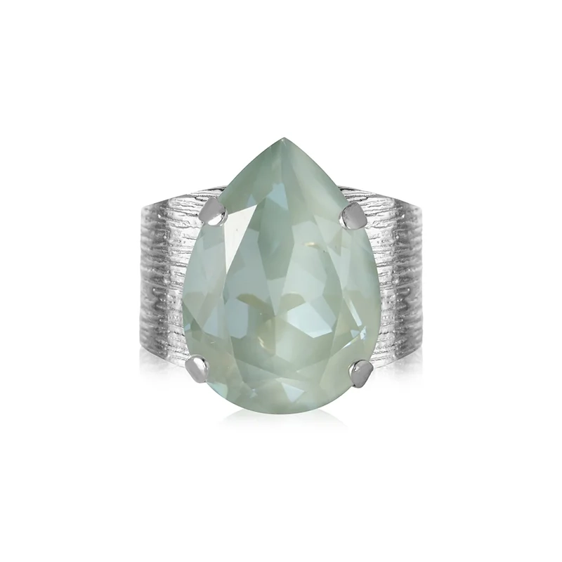 Caroline Svedbom - Classic Drop Ring Rhodium Agave Ignite