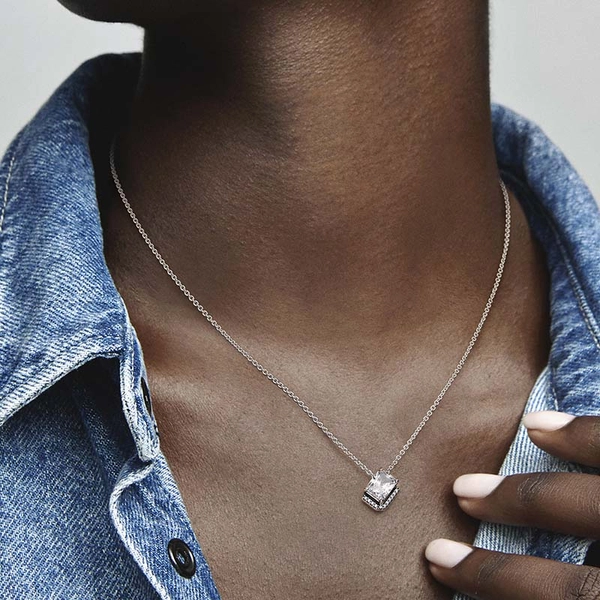 Rechteckige Funkelnde Strahlenkranz Collier-Halskette von PANDORA, Schneller Versand - Nordicspectra.de