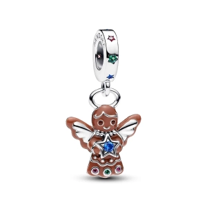Lebkuchenengel-Charm von Pandora Moments. Handgefertigt aus Sterlingsilber mit farbenfroher Emaille und Kunstkristallen. Auf der Rückseite steht die Botschaft „MY SWEETHEART“. Ideales Geschenk für einen besonderen Menschen.