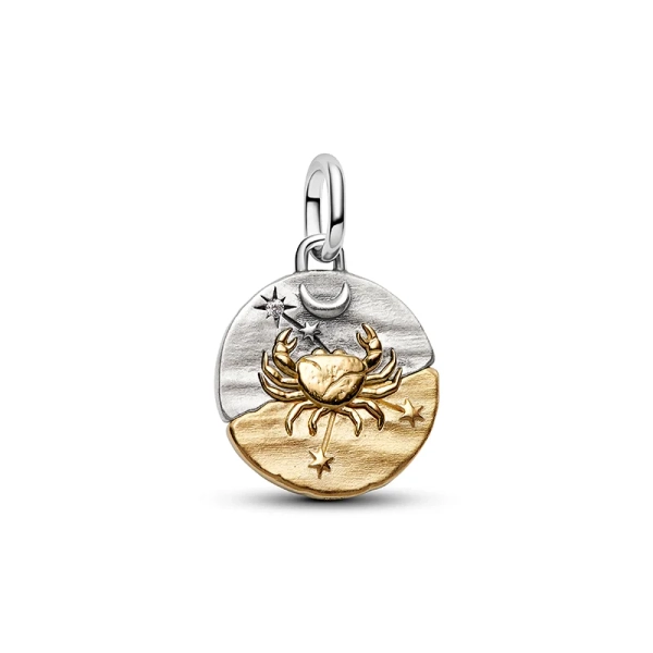 Krebs-Medaillon-Charm von Pandora ME aus vergoldetem Silber mit Krebsmotiv