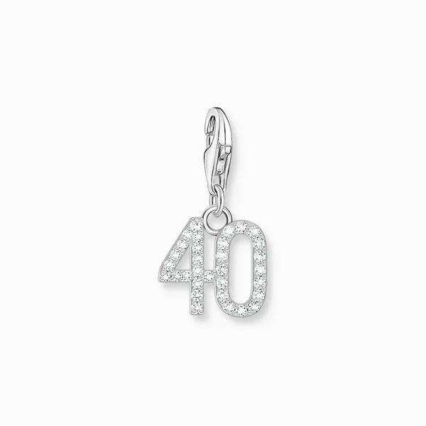 Charm-Anhänger Zahl 40 mit weißen Steinen Silber - Thomas Sabo - Nordic Spectra