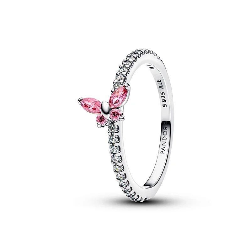 PANDORA - Glittrande Rosa Fjäril Ring