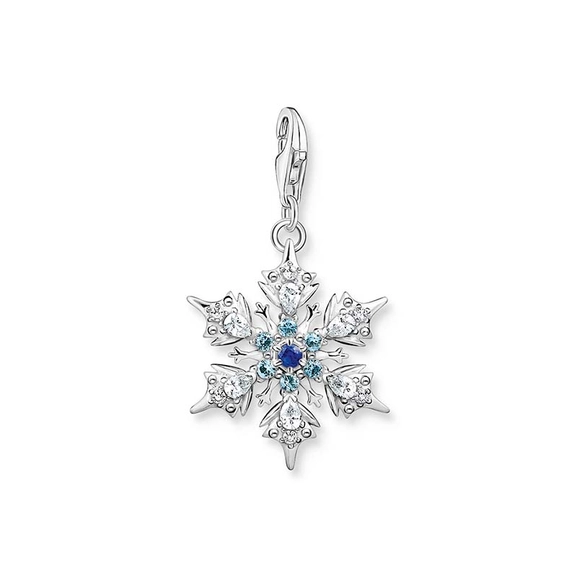 Charm-hängsmycke Snöflinga Blå Stenar Silver - Thomas Sabo berlock - Snabb frakt & paketinslagning - Nordicspectra.se