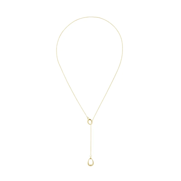 Offspring Lariat Halsband i 18K gult guld med runt hänge på delikat kedja